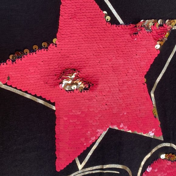 Desigual Long Sleeve Blue/Pink Tee Shirt w/Sequin Embellishment - Size 13/14 - Picture 3 of 9